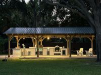 Custom-built pergola with outdoor seating in Palm Bay, Florida